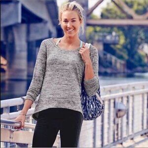 Athleta no sweatin' it sharkbite high low sweater size XS